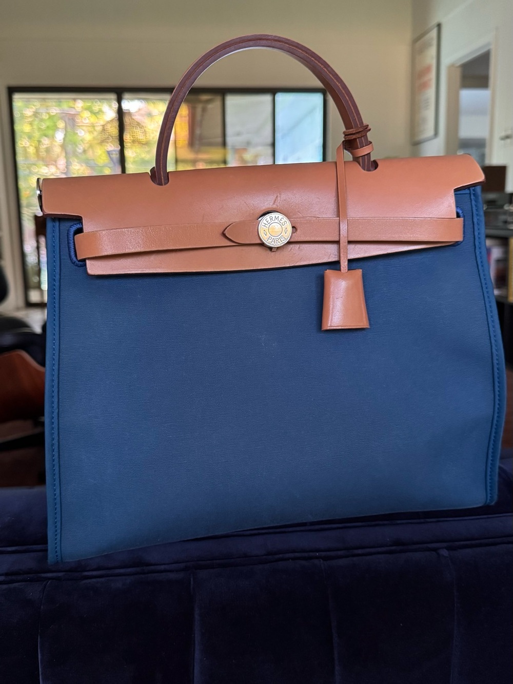 Hermès Herbag 31 Blue/Gold – Very Good Condition – Box & Dust Bag Included